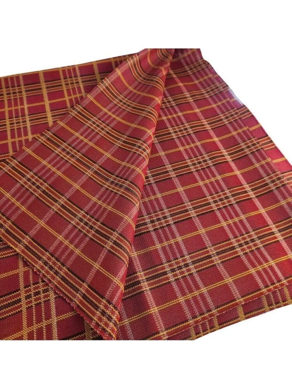 Red & Yellow Tartan Plaid Fabric 1 Yard Polyester Blend Woven Craft Sewing Mater